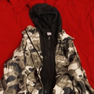 Black Hoodie w/ Camouflage Overcoat